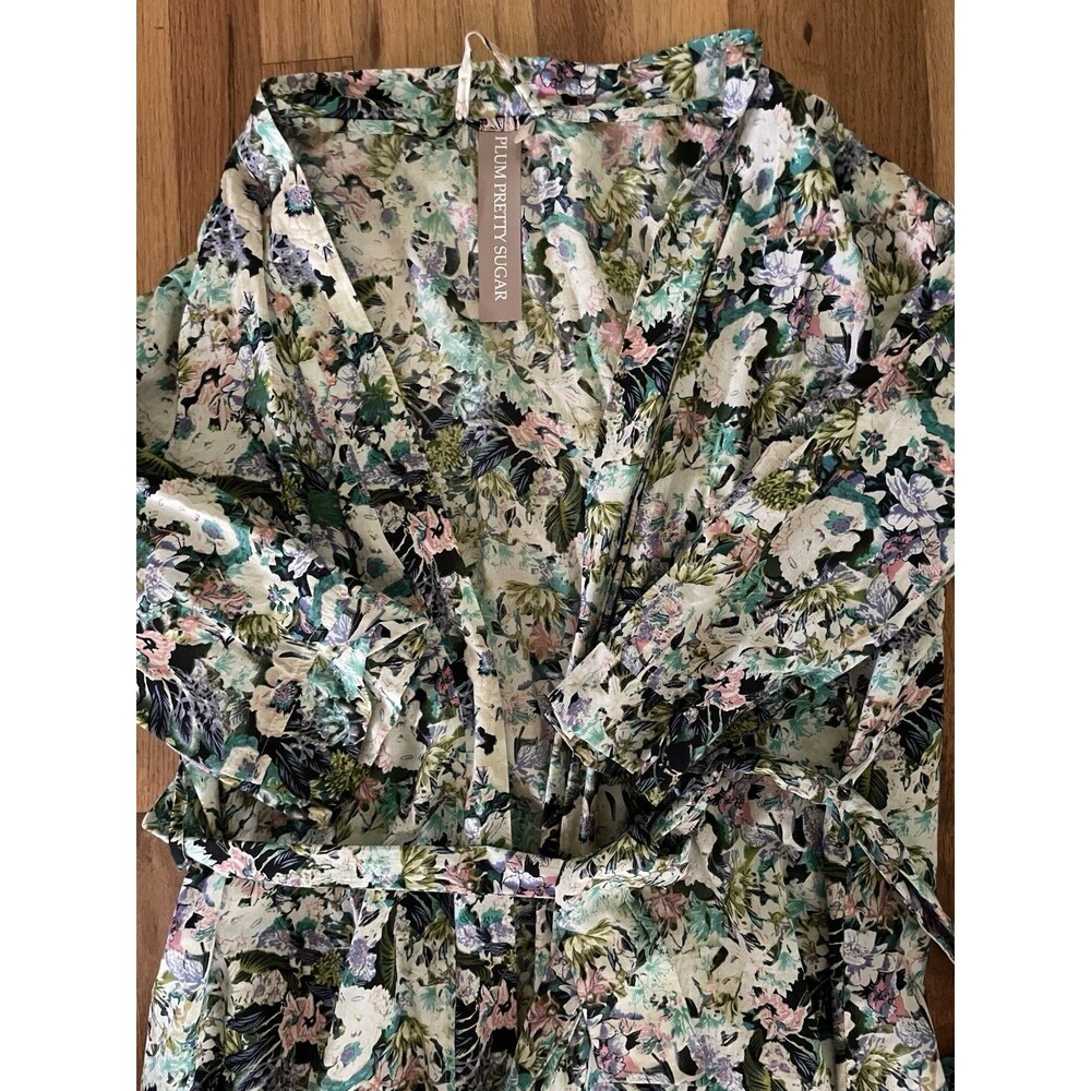 Small Plum Pretty Sugar Full Length Lightweight Cotton Floral Robe